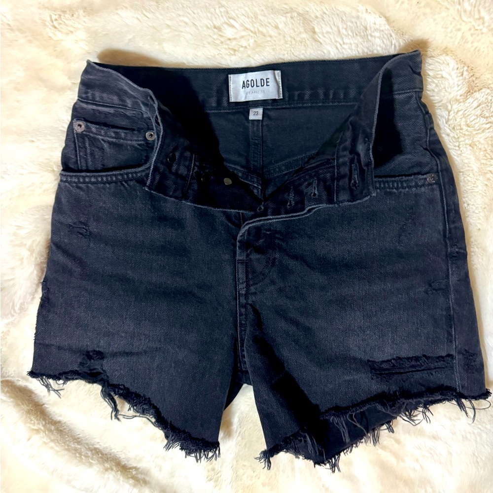 Agolde black jean shorts: 23